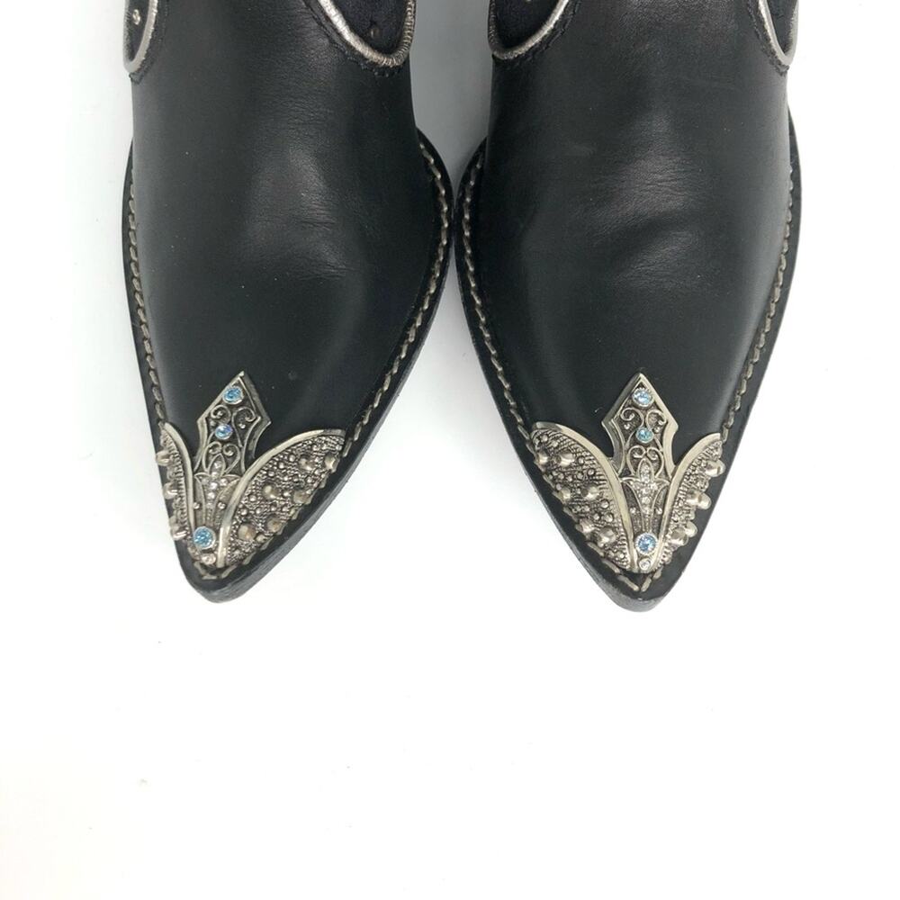 Giuseppe Zanotti Crystals Studded Pull On Western Cowgirl Heeled Boots 37.5 - Picture 6 of 9